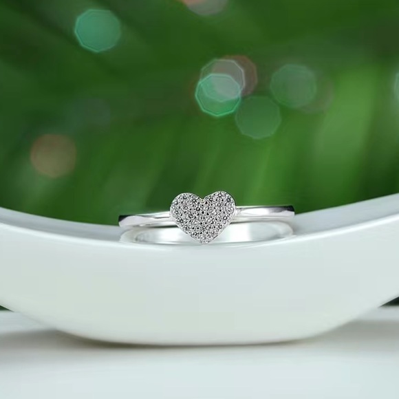 NWT💍 ZIRCON HEART 925 STAMPED SILVER PROMISE FRIENDSHIP ENGAGEMENT RING Size 6 - Picture 4 of 8